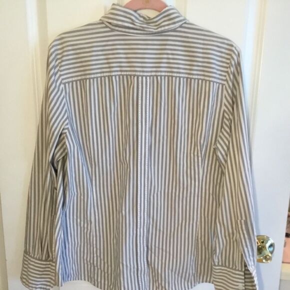 Apostrophe Brand Women’s Sz. XL Grey & White Stripe L/S Blouse - Picture 5 of 9